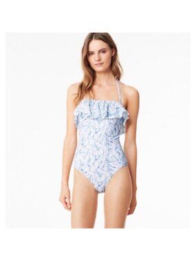 Tory Burch - Strapless Ruffle One-Piece Swimsuit - Ellora Blue - Large